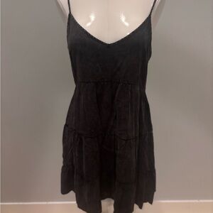 Altar'd State dark grey denim Tiered Mini Dress